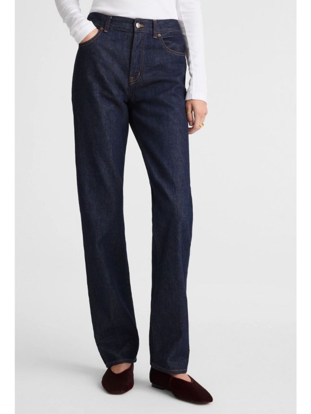 Madewell The Petite Longline Straight Jean Rinse Wash Blue Size 26P NWT NY545